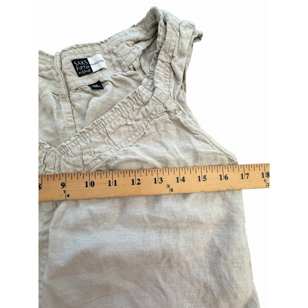 Saks Fifth Avenue Cream Ruffle V-Neck Tunic Top - Picture 6 of 9